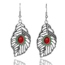 Load image into Gallery viewer, Vintage Ethnic Leaf Drop Dangle Earrings Hanging with Stone for Women