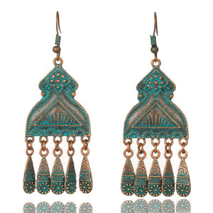 Antique Copper Bronze Bohemia Boho India Ethnic Dangle Drop Earrings for Women