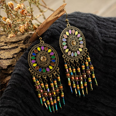 Vintage Beads Tassel Dangle Drop Earrings for Women