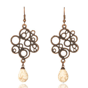 Vintage Ehtnic Dangle Drop Earrings with Stone for Women