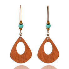 Load image into Gallery viewer, Ethnic Geometric Wood Dangle Drop Earrings for Women