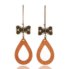 Load image into Gallery viewer, Ethnic Geometric Wood Dangle Drop Earrings for Women