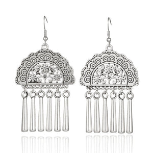 Multi Silver Ethnic Dangle Drop Earrings Hanging for Women