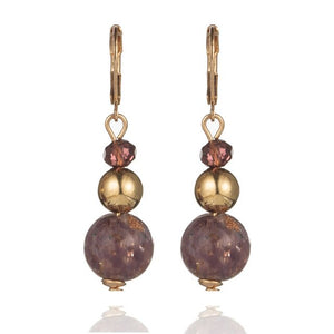 Ceramic Ball Rhinestone Golden Dangle Drop Earrings for Women
